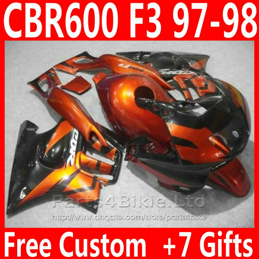 Ricambi moto arancione bruciati + 7 regali per carenatura Honda CBR 600 F3 CBR600F3 Carene 1998 1998 CBR600 F3 95 96 AKIV