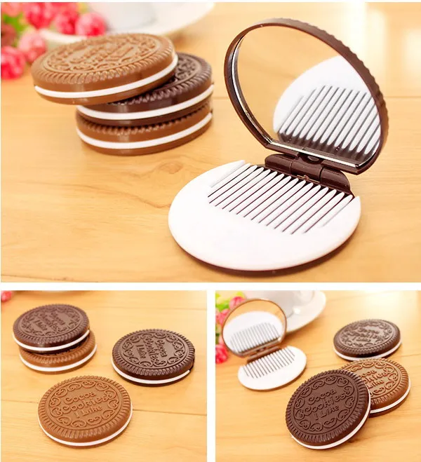 Mini Cute Cocoa Cookies Lustro Kieszeń Portable Lustro Czekoladowe Kanapki Bisktuit Makijaż Lustro Plastikowe Narzędzia Do Makijażu Face Compact Mirror DHL