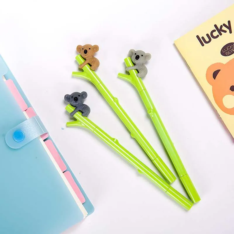 Nieuwe 25 stks Leuke Koala Beer Gel Pen voor Schrijven 0.5mm Roller Ball Zwart Kleur Pen Office Kawaii Briefpapier Accessoires Schoolbenodigdheden