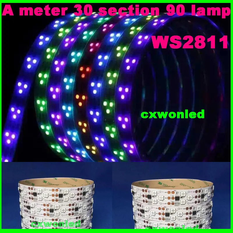 Ws2811 IC 5050 luz de tira digital RGB, 90LED IP67 tubo à prova d 'água e IP20 Não à prova d' água sonho cor mágica 12 V Led Strip, 90LED / m