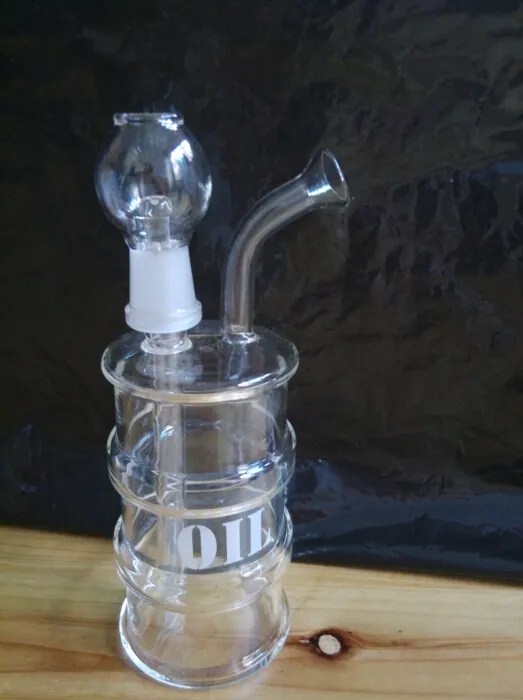 2015 Mini Rigolja Drum Rigglas Bong Oil Rig Rewcle Glass Vattenrör med 14 mm Man Joint Glass Rökning Rör