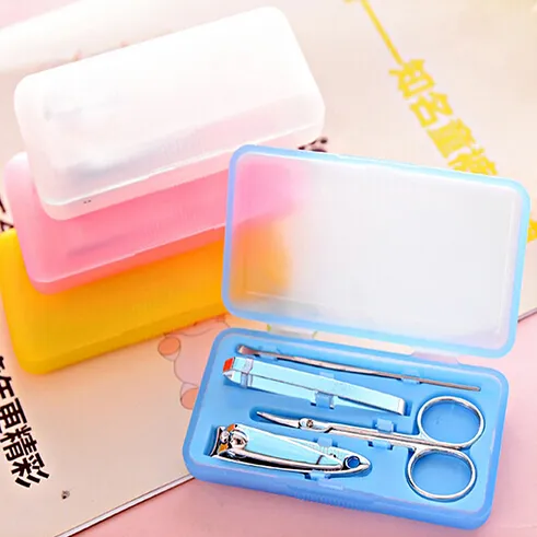 200s / Portable 4-i-1 Carbon Steel Nail Manicure Set Personal Beauty Set Mini Nail Tool Kit Gratis frakt