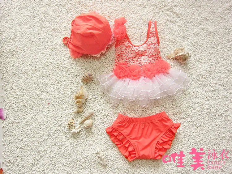 Toddle Beach Swimodwear Koreańska moda Dzieci Koronki Swimbuta Sweet Applique z koronkowymi dziewczynkami Twopiece Kąpiel lot 13824224