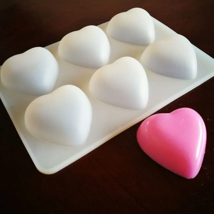 PriTogo - Moule à Muffins En Silicone En Forme De Cœur - Pour Pâtisserie, Chocolat, Savon - 6 Cavités