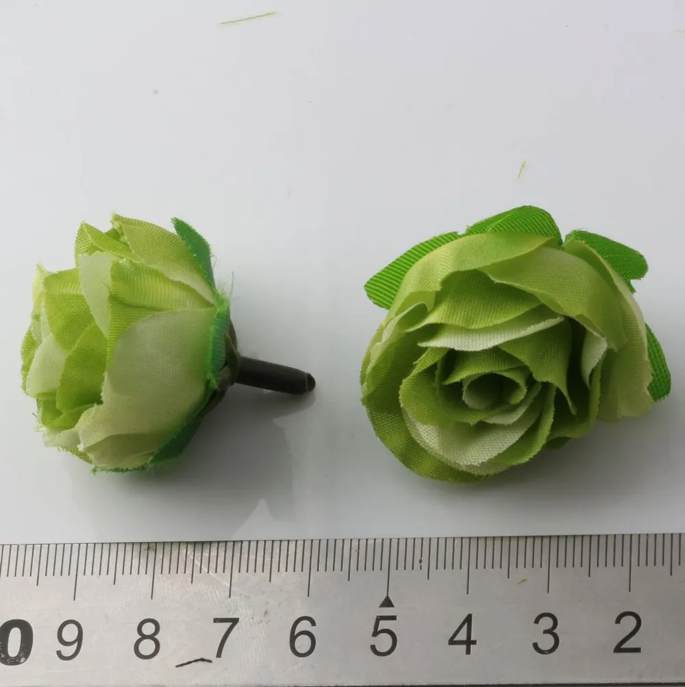 Hot ! Artificial flowers Green Tea Rose Flower Head Artificial Flower Wedding Decorating Flowers 3MM