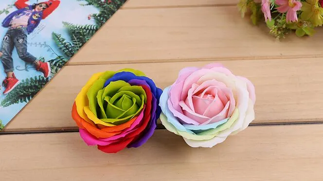 Rainbow ful Rose Soaps Flower Packed Wedding Supplies Gifts Event Party Goods Favor bathroom accessories soap flower artificial SR11