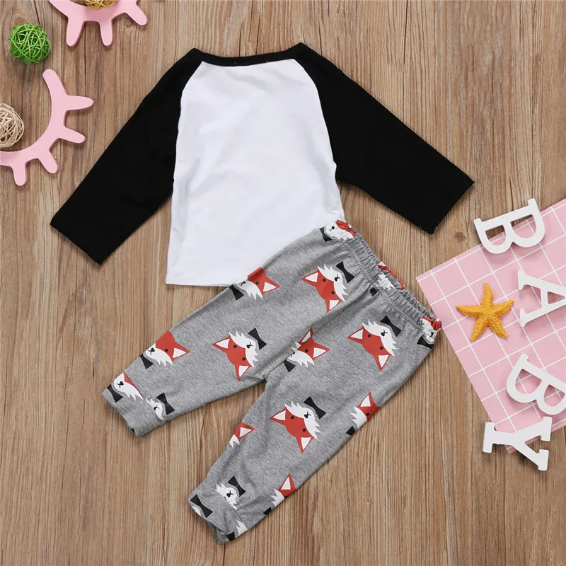 Newborn Baby Boys Girls Outfits Animals Fox Top +Pants Leggings Children Clothing Toddler Long Sleeve Boutique Kid Clothes 0-2Y