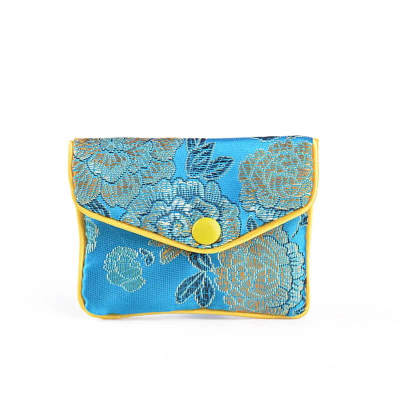 Floral Zipper Coin bolsa bolsa de presente para joalheria bolsa de seda bolsa chinesa titular de cartão de crédito 6x8 8x10 10x12 cm por atacado