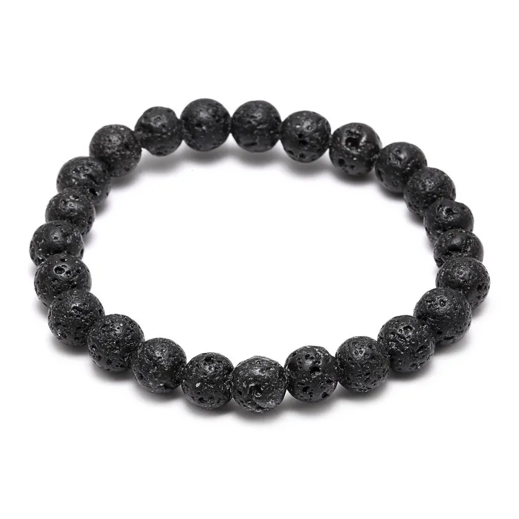 Hot sale Lava Rock chakra bracelet Diffuser Black Natural Stone energy Handmade beads Bangle For women&Men's Fashion Crafts Jewelry