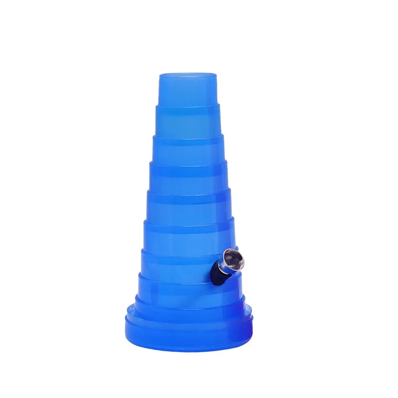 19 cm Bongs télescopiques voyageant en plastique extensible fumer la tuyau d'eau pliant le décalage métallique Gree rouge et bleu