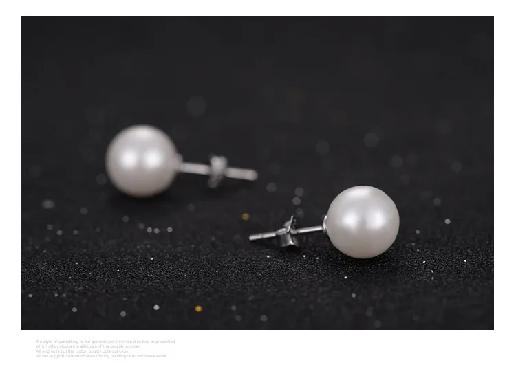 925 Sterling Silver Stud Brincos Moda Jóias Shell Pérola 6mm 8mm Simples Brinco para As Mulheres Meninas de Alta Qualidade