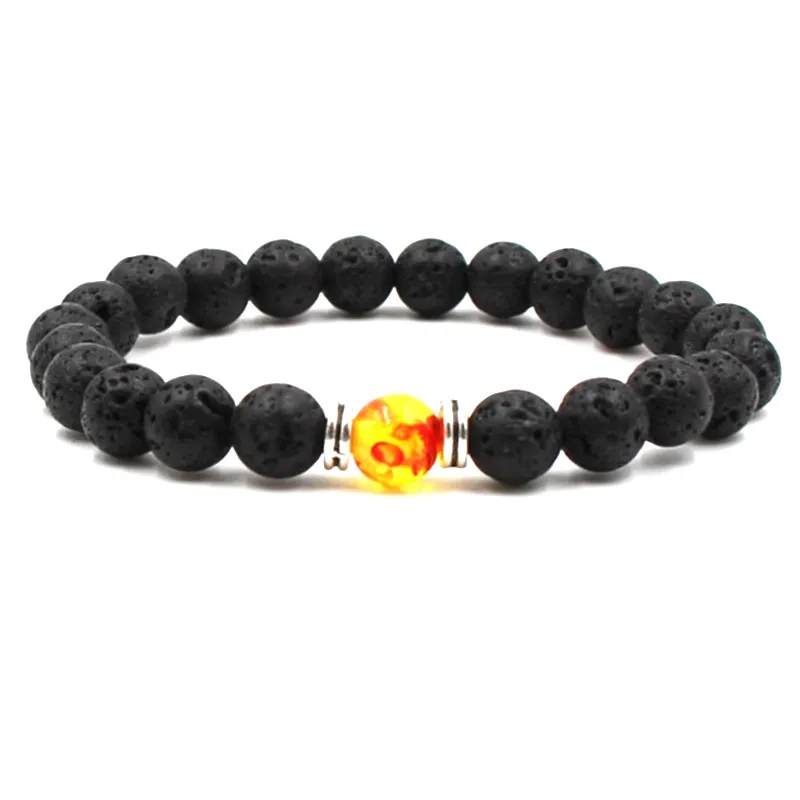 Fashion Black Lava Stone Chakra Bracelet Aromatherapy Essential Oil Diffuser Bracelet For Women Men