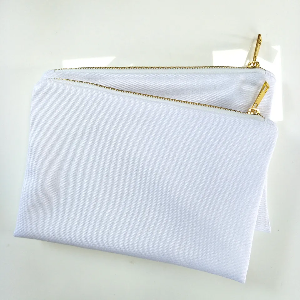 Sublimation Print 12oz White Poly Canvas Sublimation Makeup Bag With  Lining, White Gold Zip, And Blank Cosmetic Pouch For Heat Transfer From  Addisonpong, $2.05