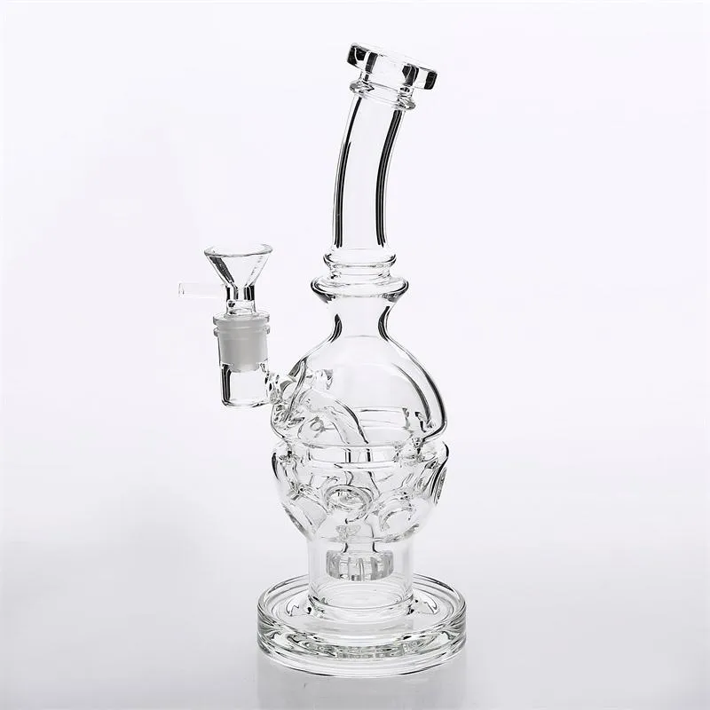 Skull Glass Bongs With Random Bowl Joint Size 14.4mm 26cm tire perc Feb Egg Glass Bongs Water Pipes Two Fuction Hookahs