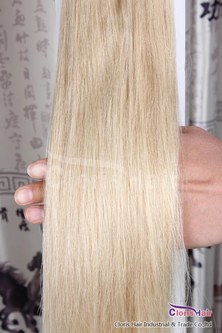 100s 18quot22quot Indien Remy Pré-lié Fusion Kératine Nail Tip U Tip Extensions de Cheveux Humains Bleach Blonde 61305g par stran4603559