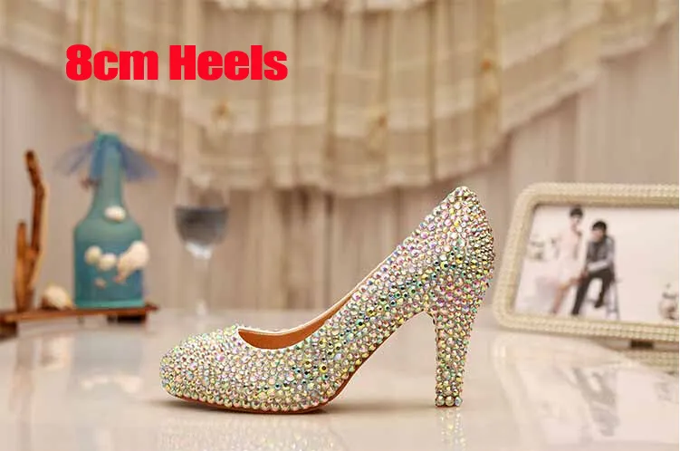 Cinderella Crystal Shoes Nightclub High Heel Platform Shoes Bridal Wedding Shoes AB Crystal Glitter Rhinestone Party Prom Shoes