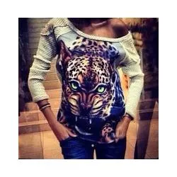 2015 women 3D tiger printed Track suit Causal Pullover leopard sweatershirt plein women Peral bead hoodies moleton feminino