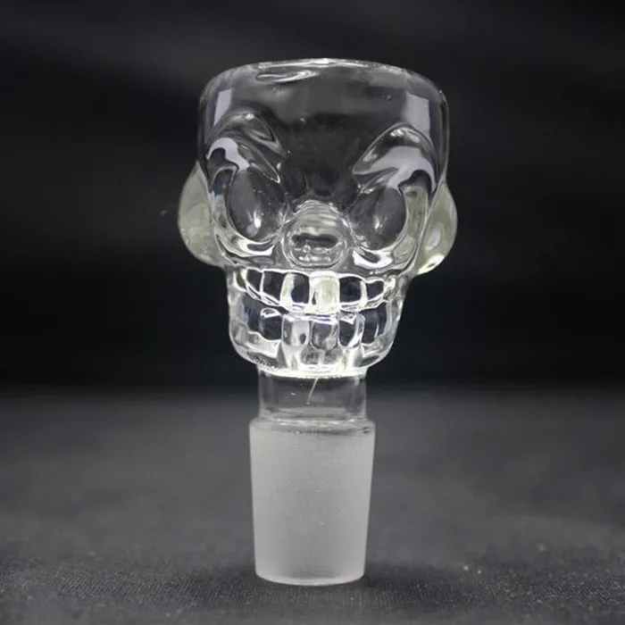 Skull Desig Glass Bowl 18,8 mm Fyra färger som passar för glas Ashcatcher Bongs och Glass Bubblers gratis frakt