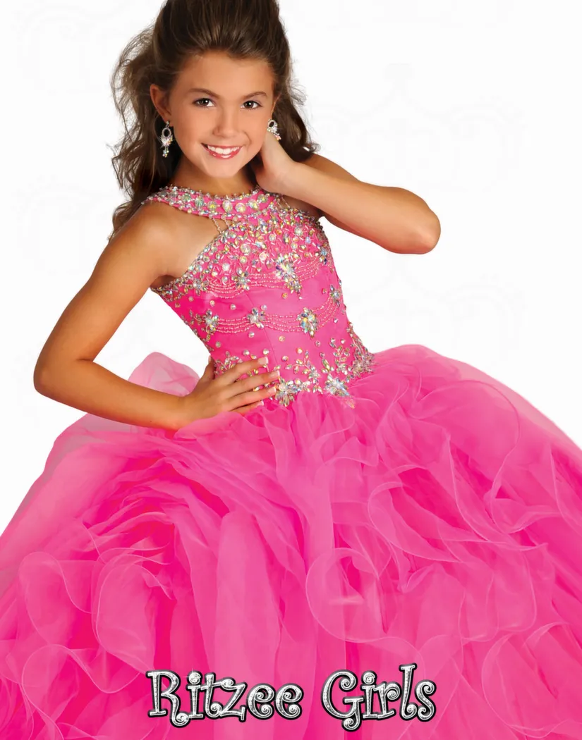 2015 Ritzee Girls 6677 Beads Jewel Girls Pageant Dresses Little Girl Ball Gown Big Kids Full Long Girls Party Gowns98886504572911