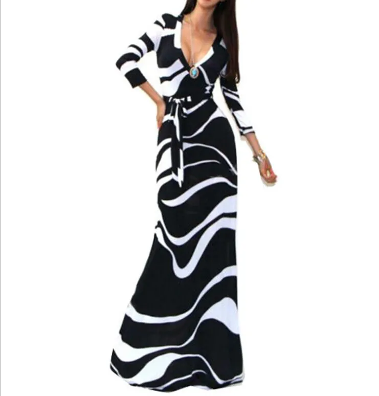 2015 Fashion New Maxi Dresses for Womens Summer Party Evening dress Clothes V-Neck Sexy Floral Printed Dresses Women Casual dresses xl