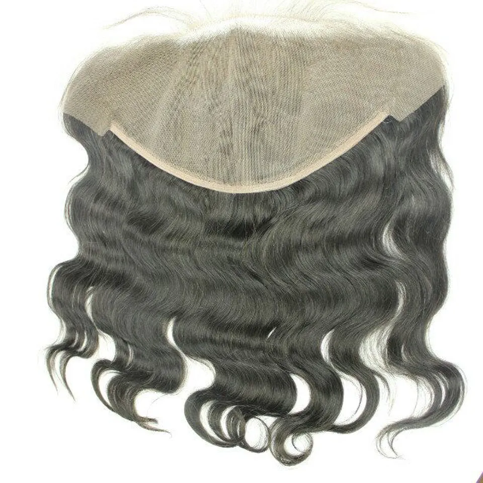 13X6 Chiusura frontale in pizzo trasparente Body Wave Capelli umani non trattati con nodi sbiancati