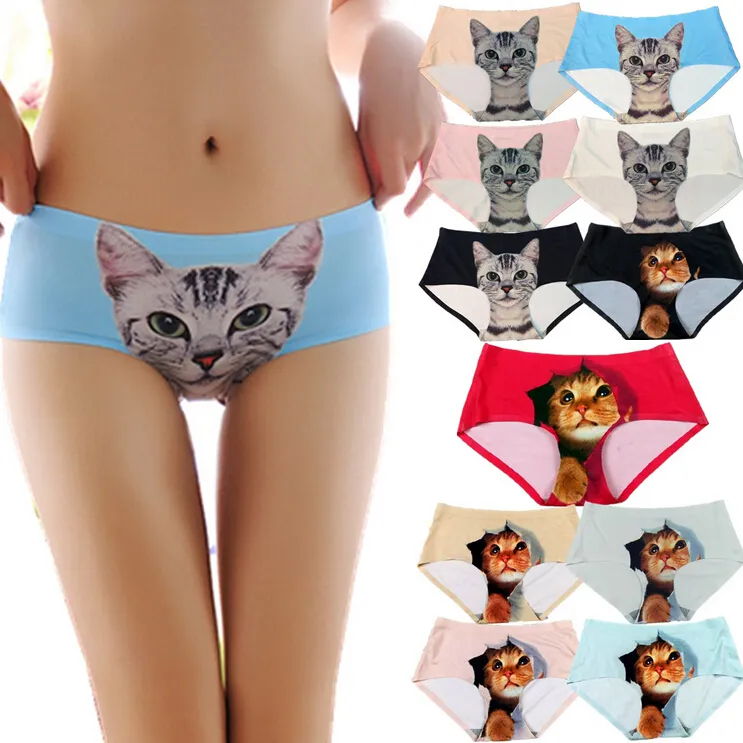 Cute 3D Cat Seamless Hipster Panties For Women Sexy Mid Waist Comfort Briefs  With Animal Designs Nylon Panty Gifts Included From Eyeswellsummer, $1.41