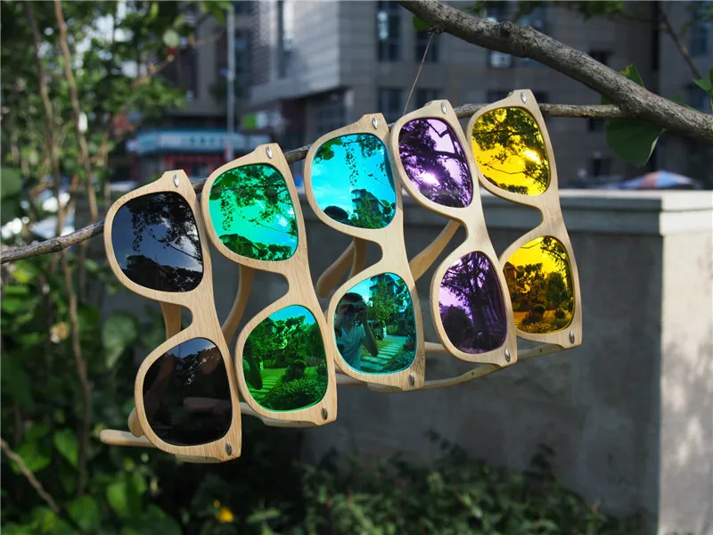 Высокое качество UV400 защиты Мужчины Женщины ручной ретро натуральный бамбук поляризационные Солнцезащитные очки Очки деревянные бамбуковые солнцезащитные очки