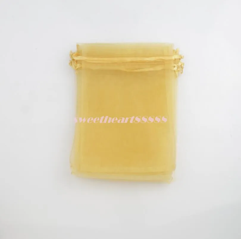 4sizes sell Golden Organza Jewelry Gift Pouch Bags For Wedding favor 7X9cm 9X12cm 13X18cm 20X30cm2975709
