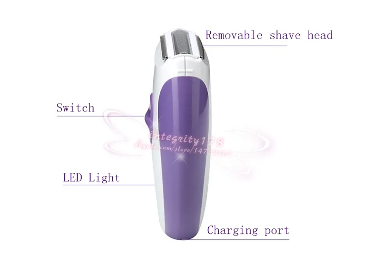 Kemei Lady's Electric Women Shaver Shaving Hair Remover Km-280R Kvinnlig hårborttagare, Lila Epilator Uppladdningsbar, 10st / 