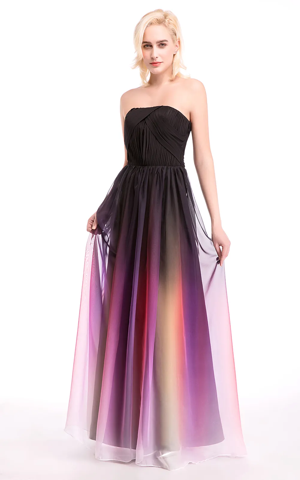 Hottest Elie Saab Ombre Strapless Prom Dresses New A Line Sleeveless ...