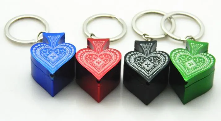 The New Metal Pipe Poker Heart Keychain Portable Aluminum Pipe Pipe