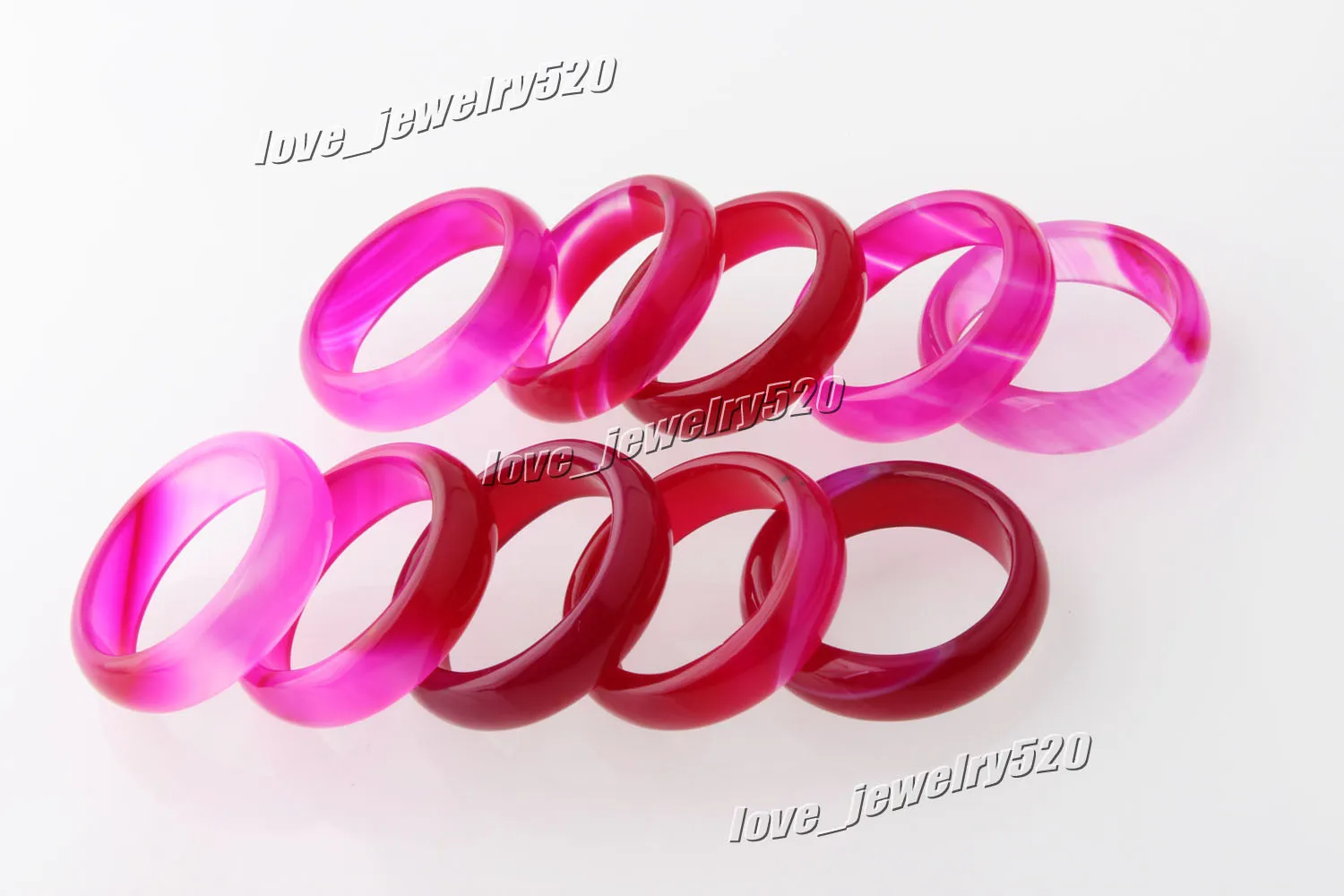 Neue schöne glatte Roseo runde massive Jade/Achat-Edelstein-Bandringe 6 mm – tolles Preis-Leistungs-Verhältnis, 20 Stück