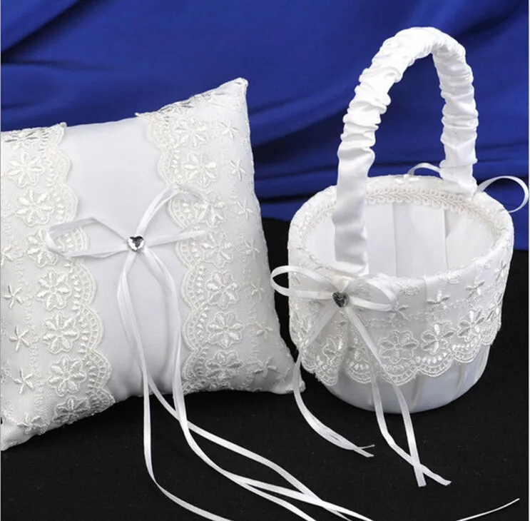 Dentelle jolie fille garçon panier de fleurs pour mariage à la main cérémonie de mariage faveurs de fête fournitures ruban fille Golwer Baskets226Z