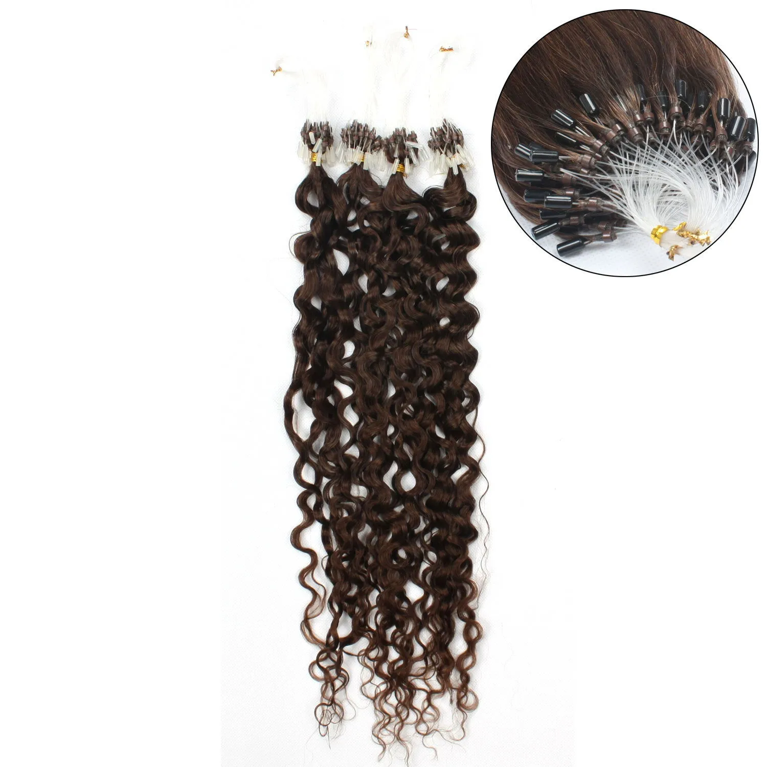 Elibess Hair-Micro Anillo Extensión del cabello 0.8g / Strand 200 Strands / # 1 # 1b # 4 # Water Wave Loop Micro Anillo Extensiones de cabello