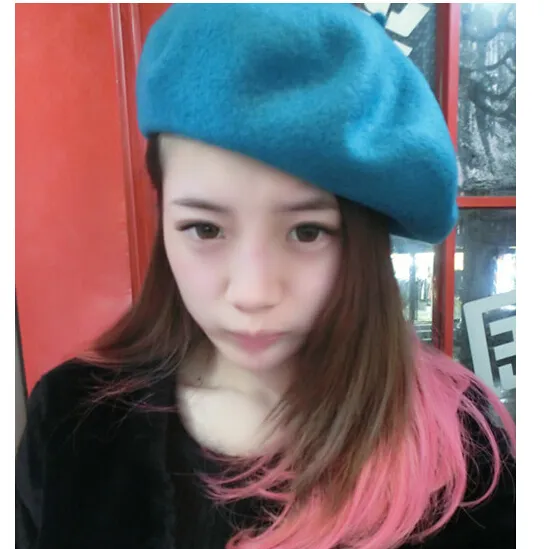 Winter Women Solid Color French Wool Blended Beret Autumn Flat Cap Beanie for Lady 