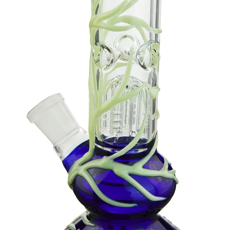 Nieuwe Jellyfish UV Beker Bongs Glow in The Dark Bong Glass Water Pipes 4 Arm Tree Perc Percolator DAB Rigs met DownSart Bowl