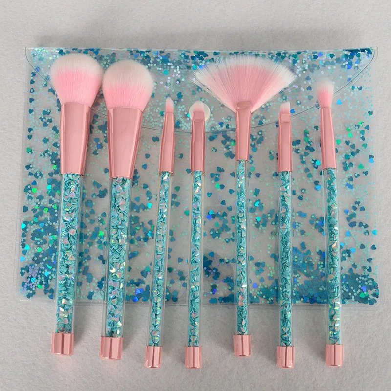 7st Crystal Diamond Makeup Brushes Set Glitter Handtag Makeup Brush Kit med Bag Cosmetics Borstes Powder Eyeshadow Foundation Make Up Brush