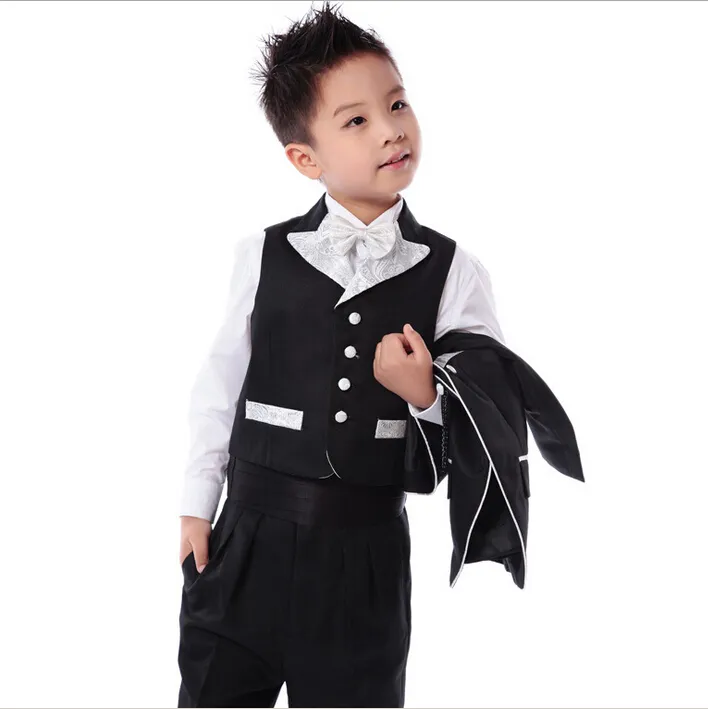 株式2020年のブラックボーイズウェディングスーツ結婚式の幼児タキシードの男性suitjacketvestpanttieカスタムメイド1189516のためのプリンスベイビースーツ