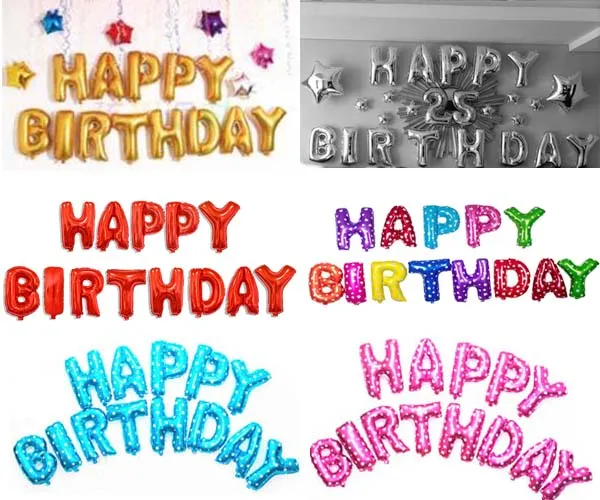 HAPPY BIRTHDAY Letter Balloons Birthday Party Decorations Alphabet ...