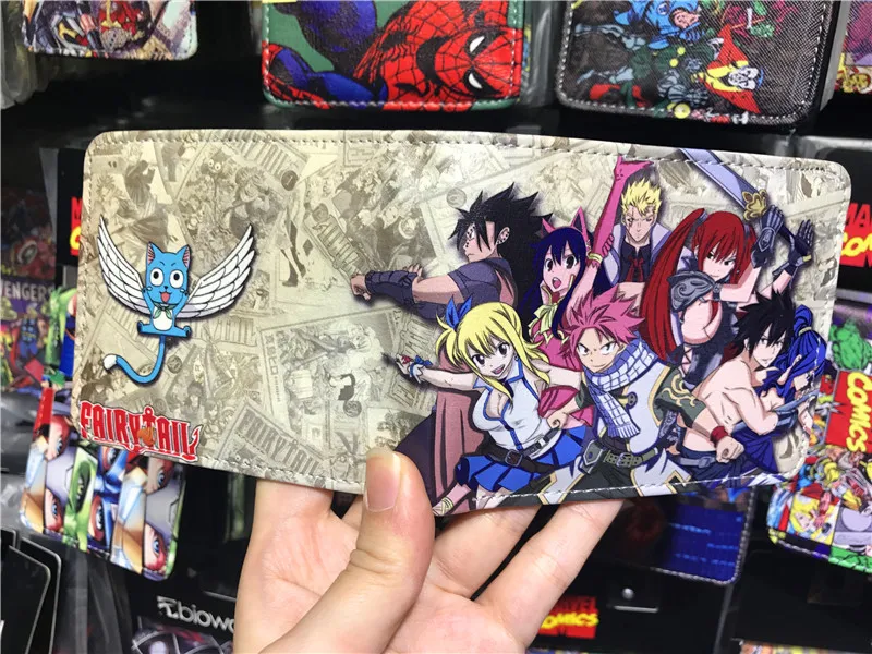 Portefeuille Homme Anime Fairy Tail - Cuir Artificiel - 23x11 Cm - 2 Fentes Cartes, Poche à Monnaie Zippée