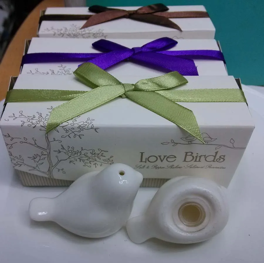 Handige Bruiloft Souvenirs Gasten Liefde Vogels Zout en Pepper Shakers Indian Wedding Anniversary Gifts Groothandel 2 stks voor 