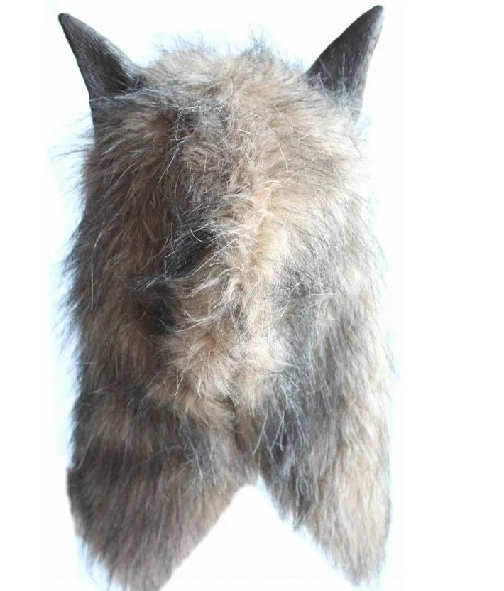 Scary Fur Latex Full Head Overhead Maschera di Lupo Creepy Halloween Cosplay Masquerade Fancy Dress Up Theatre Costume adulto Maschere puntelli grigio