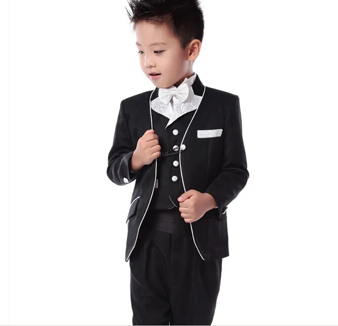 株式2020年のブラックボーイズウェディングスーツ結婚式の幼児タキシードの男性suitjacketvestpanttieカスタムメイド1189516のためのプリンスベイビースーツ