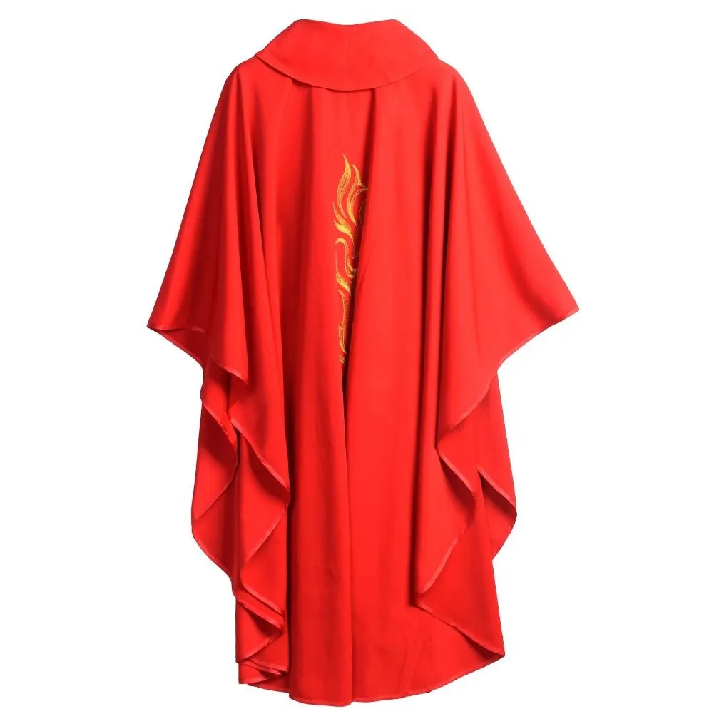 Casula della Chiesa Cattolica Rossa Religione Costumi Sacro Clero Formale Ricamato Abito da Sacerdote Veste