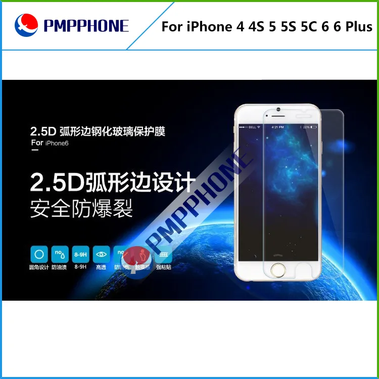 Dla iPhone 4 4S 5 5S 5C 6 / 6P Samsung S3 S4 S5 Note2 Note3 Note4 Premium Real Harted Glass Film Screen Protector