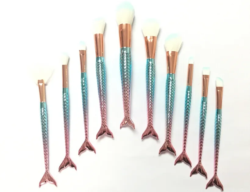 1LOT Mermaid Brush Brush Baskes Set Set 3D Coinful Professional Make Up Brush Fondazione Blush Blush Brush Set Kit Too3606494