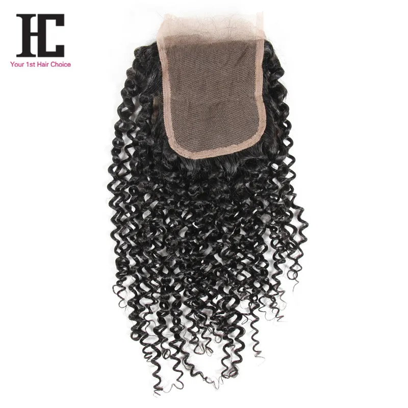 Cheveux vierges bouclés brésiliens avec fermeture 4 faisceaux avec fermeture Cheveux vierges brésiliens avec fermeture Extensions de cheveux humains HC