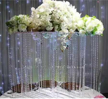 Lang vierkant acryl centerpiece, Crystal Wedding Flower Stand
