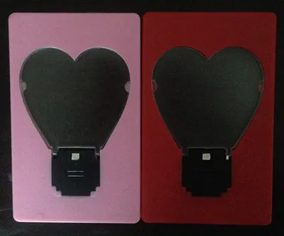 Luce carte tascabili a LED a forma di cuore, luce storie d'amore Luce portafoglio portatile, lampada tascabile a LED regali bambini innamorati