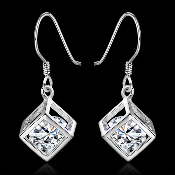 Brand new sterling silver plate Whitehead earrings DFMSE583,women's 925 silver Dangle Chandelier wedding gemstone earrings factory direct